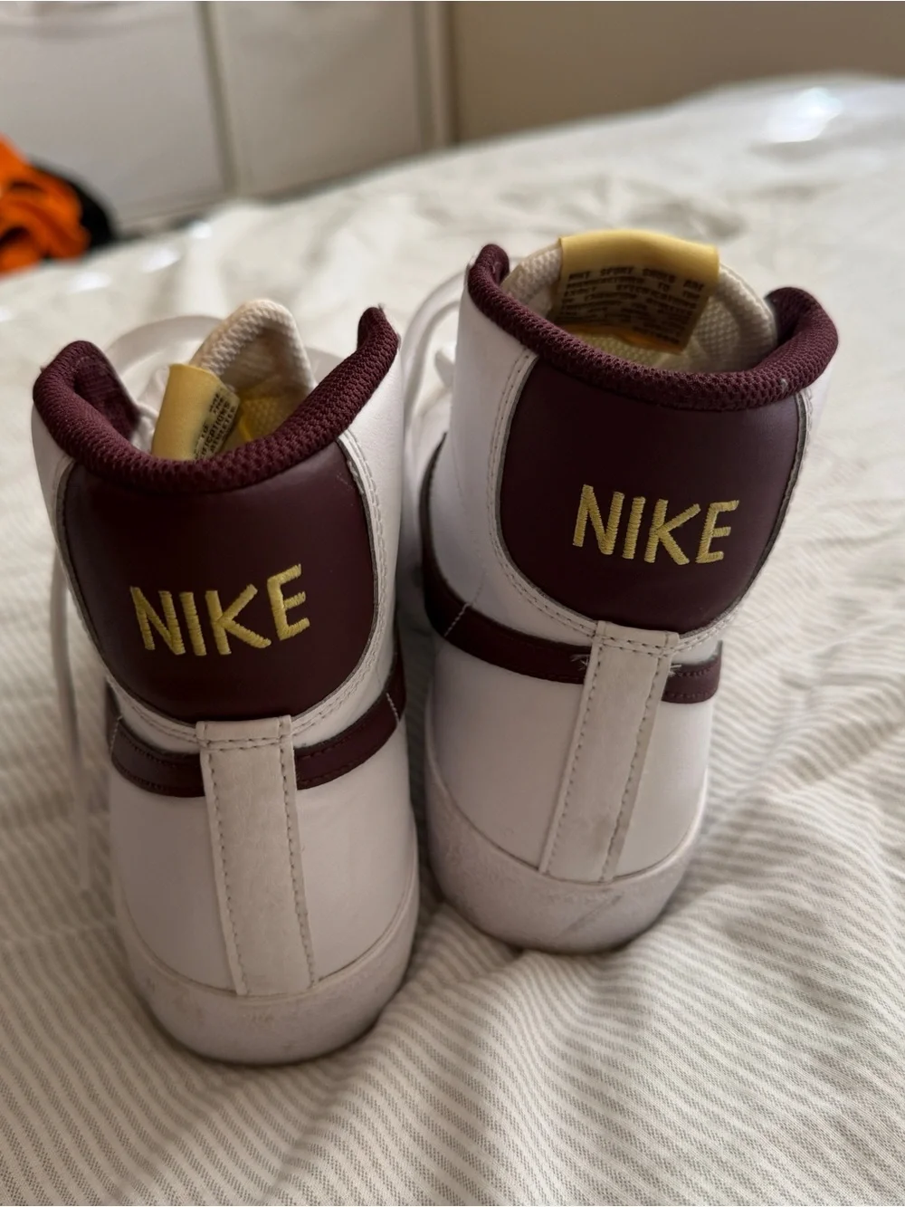 Nike High-Top Sneakers in White and Burgundy